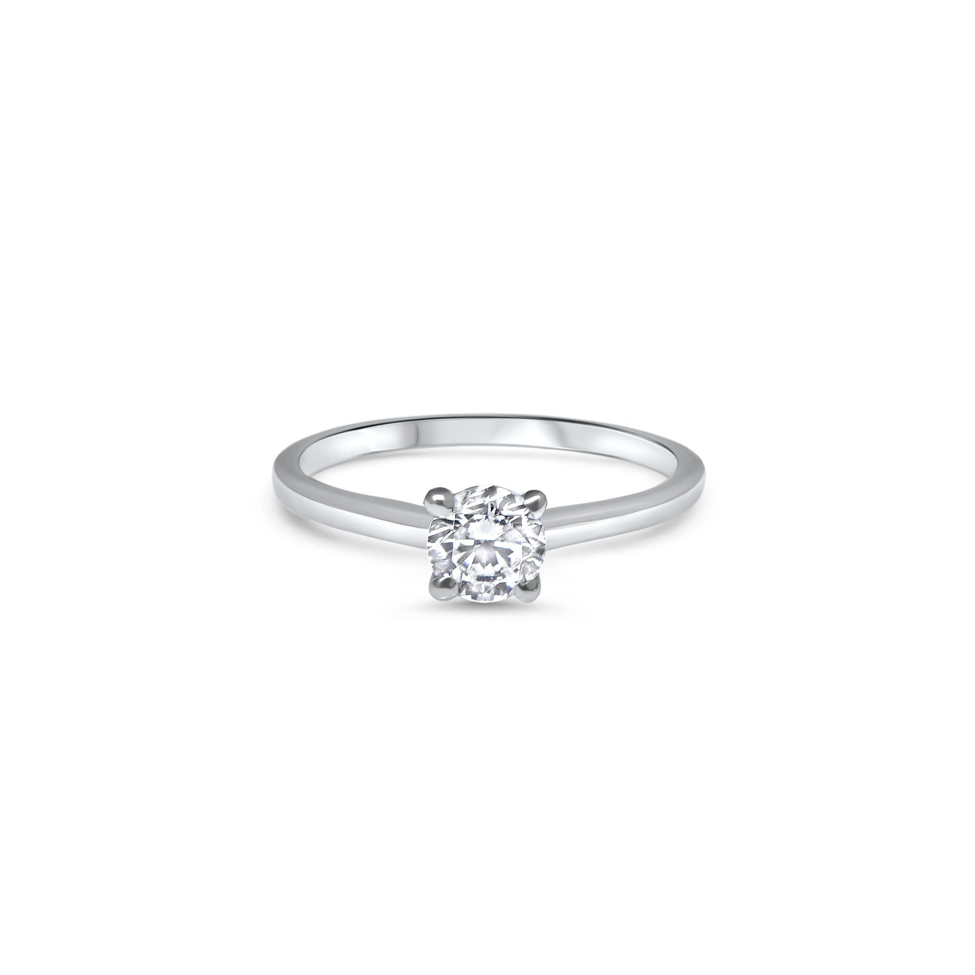 The V-Shape L 0.50 carats - or blanc 18k – Solitaire en or 18k avec diamant – vue produit