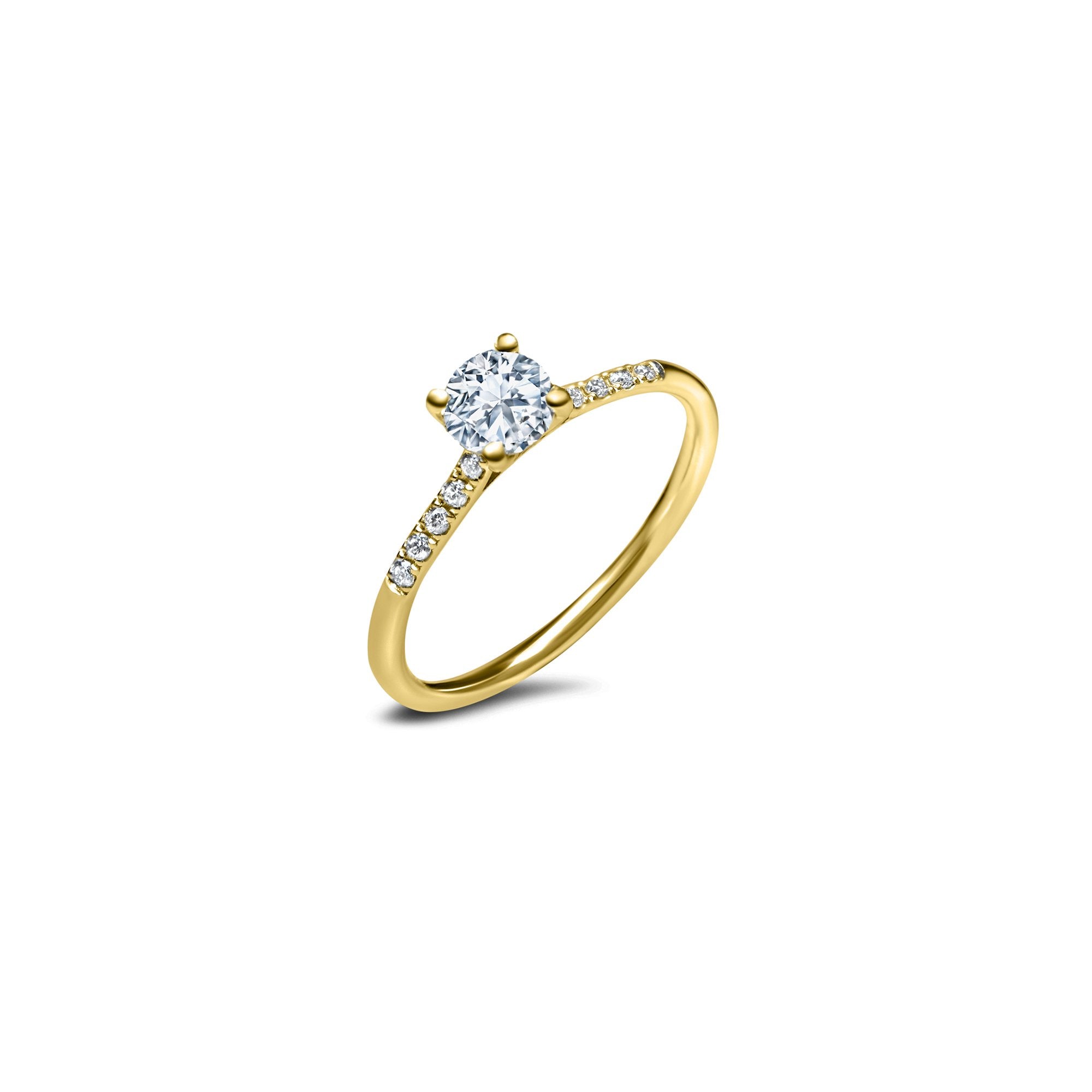 The Fancy V-shape M 0.30 carats - or jaune 18k – Solitaire en or 18k avec diamant – vue produit