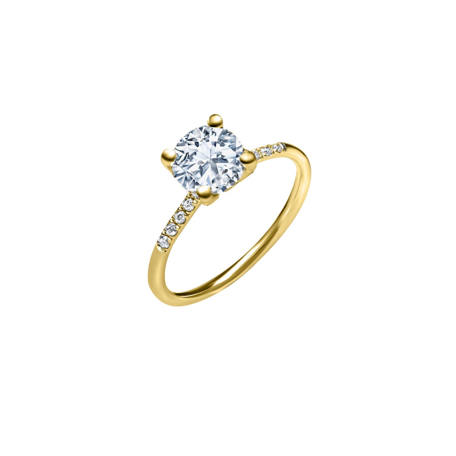 The Fancy V-shape 1.00 carats - or jaune 18k – Solitaire en or 18k avec diamant – vue produit