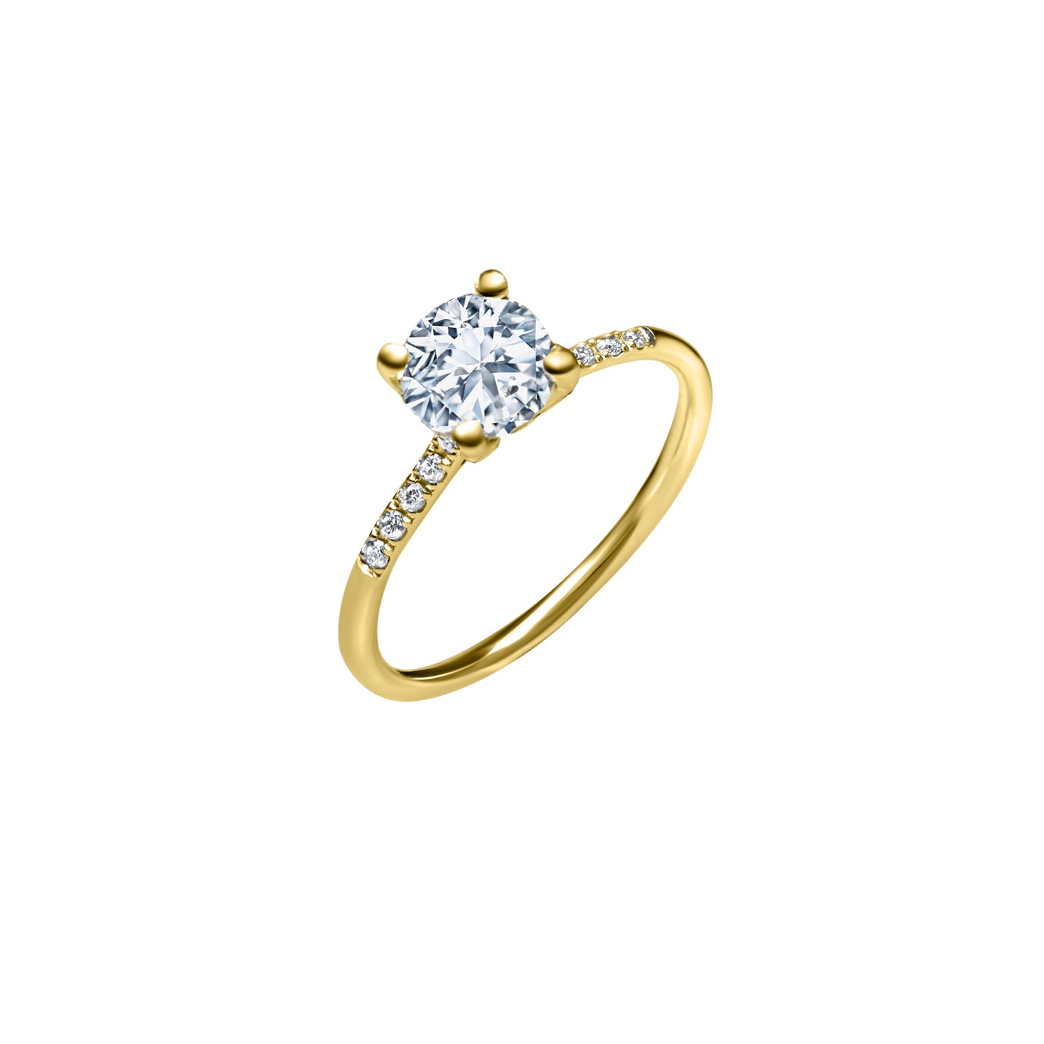 The Fancy V-shape 0.75 carats - or jaune 18k – Solitaire en or 18k avec diamant – vue produit
