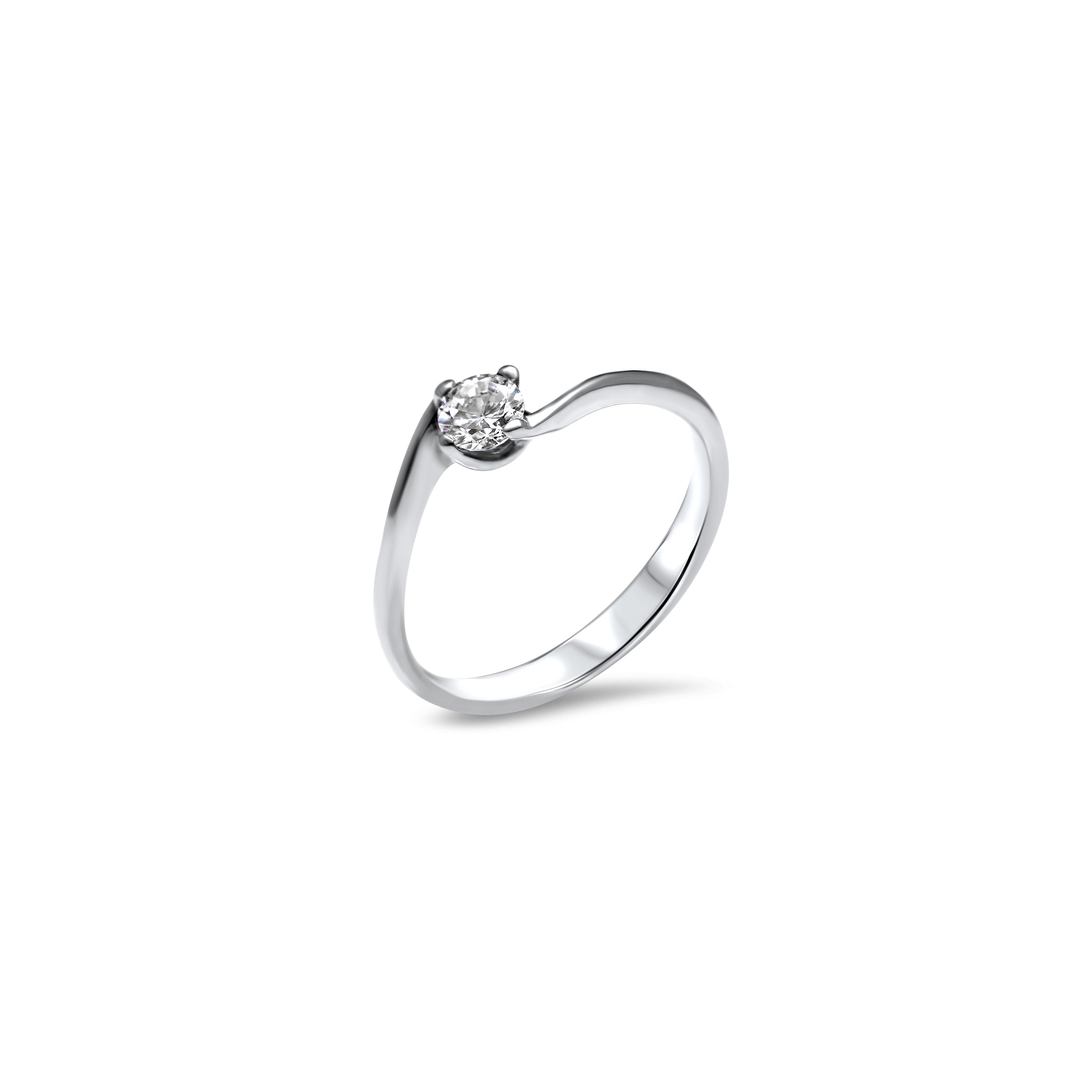 Twist and Shout 0.20 carats - or blanc 18k – Solitaire en or 18k avec diamant – vue produit