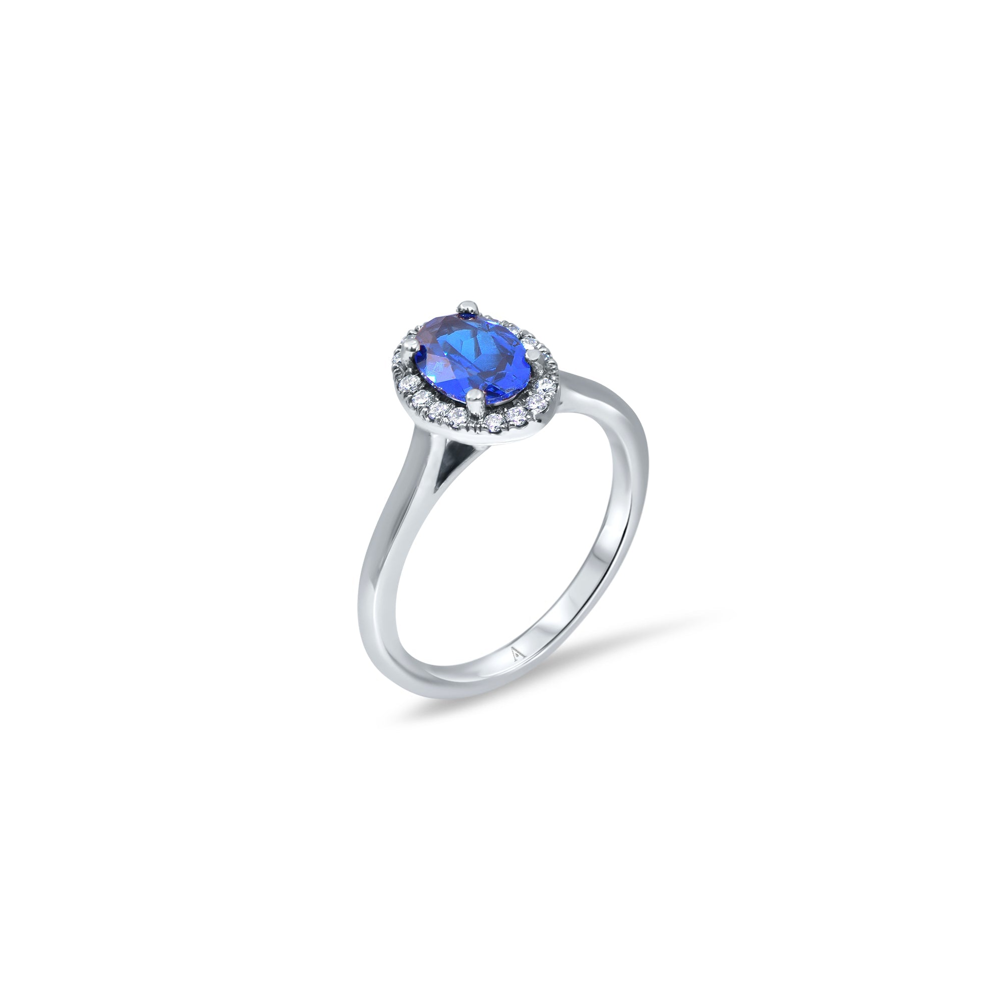 The Blue Temple 0.75 carats - platine 950 – Solitaire en or 18k – porté en situation