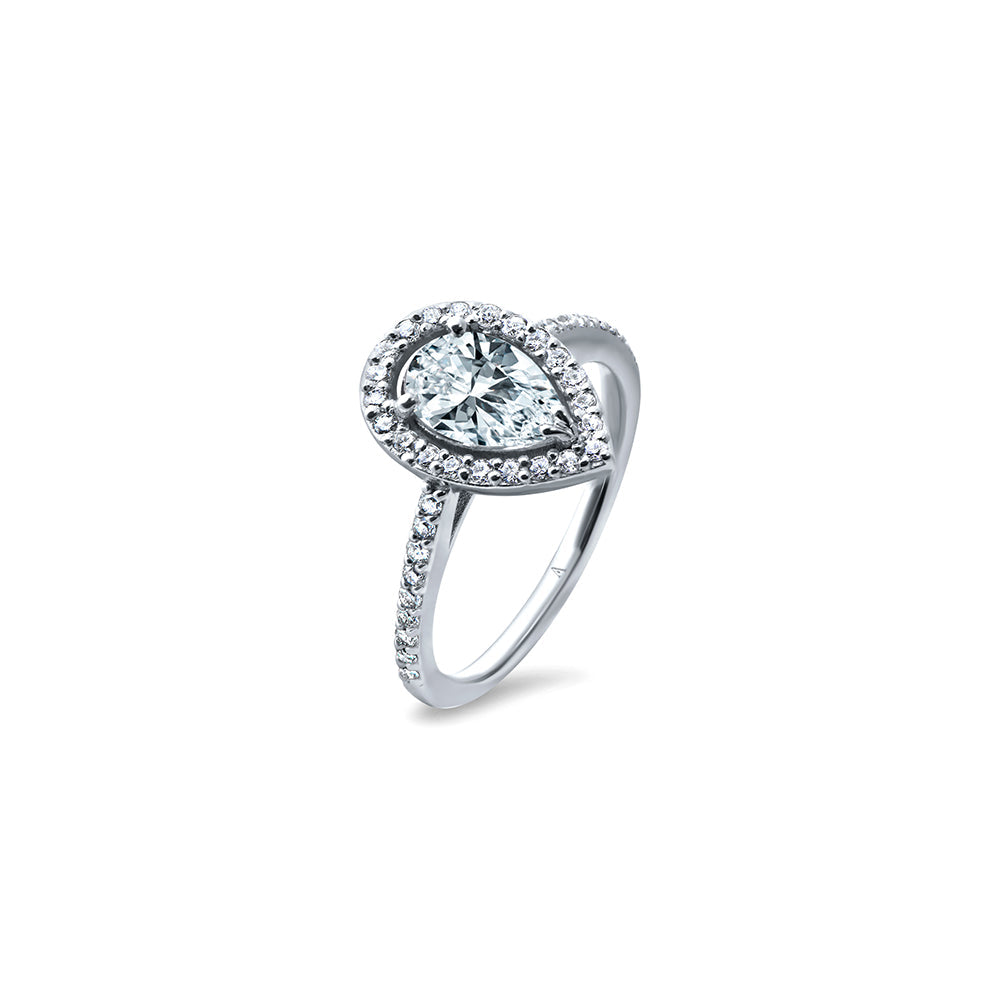 Infinite Tear of Joy - 1.00 carat - platine 950 – Solitaire en or 18k – vue de profil