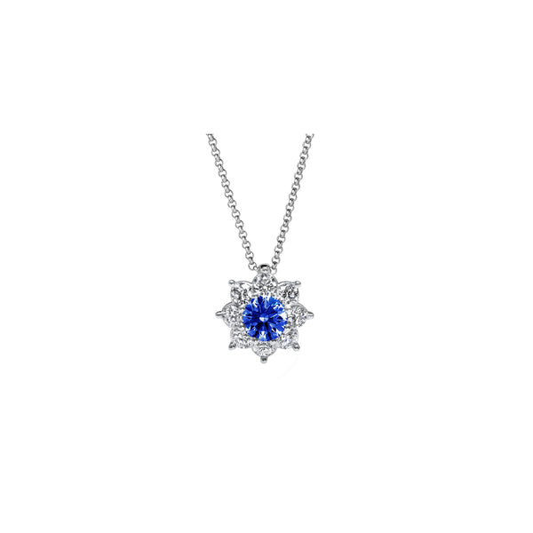 Necklace The Blooming Blue Flower - White Gold 18k