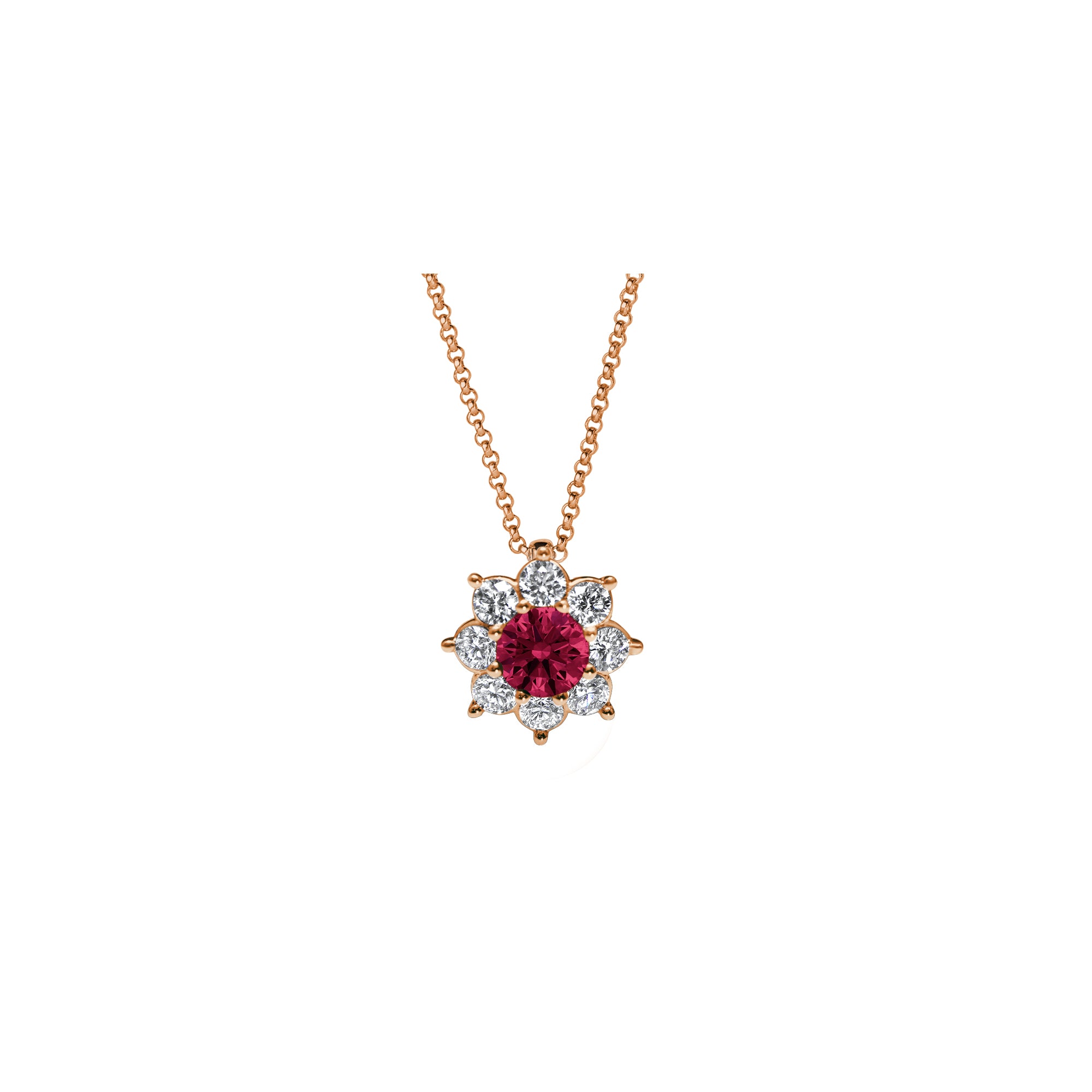 Collier The Blooming Red Flower - or rouge 18k – Chaîne en or 18k avec diamant – vue produit