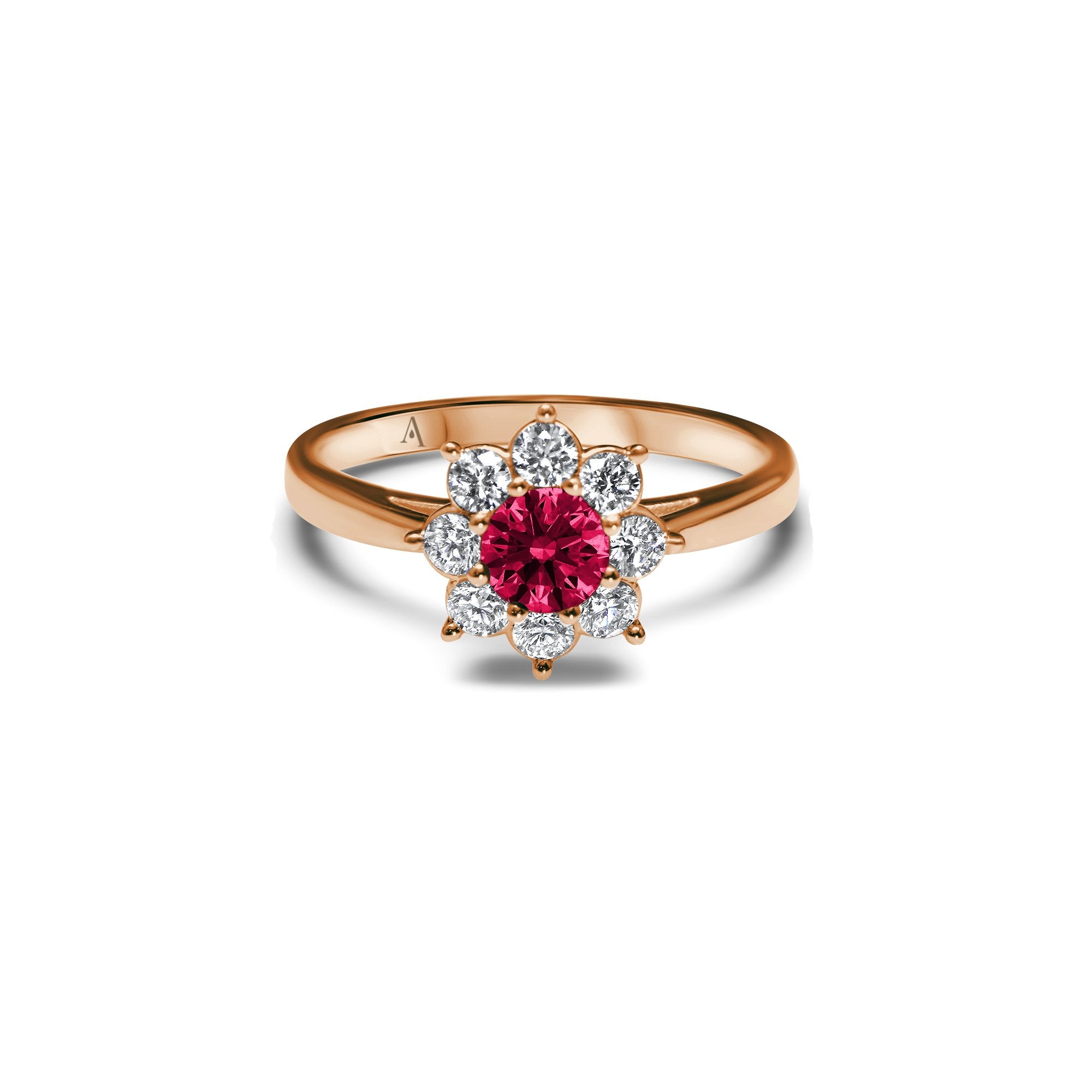 The Blooming Red Flower - 0.30 carat - or rouge 18k – Solitaire en or 18k avec diamant – vue produit