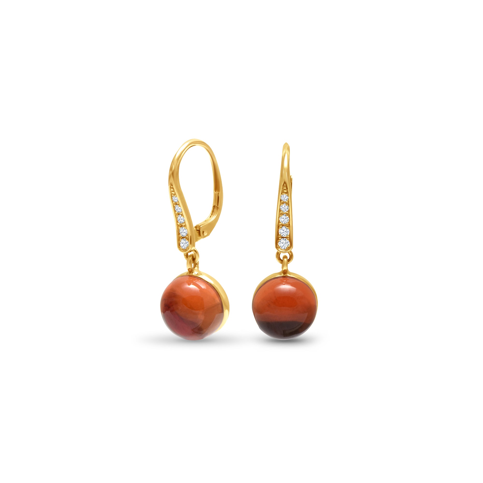 LA LA LA Orange - Round - or jaune 18k – Boucle d'oreilles en or 18k avec diamant – vue produit
