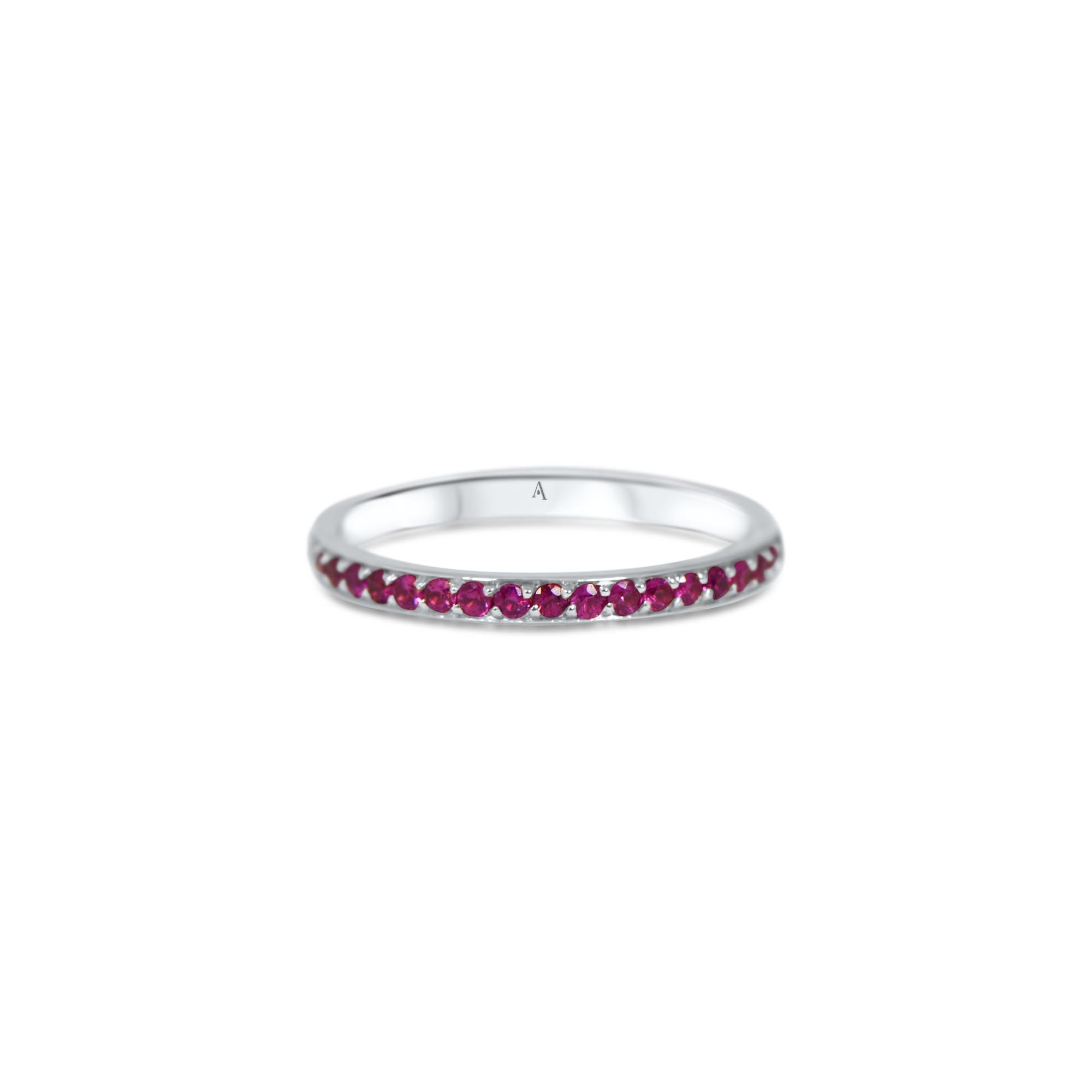Rainbow Rouge - or blanc 18k – Alliances AGUAdeORO et bagues en or 18k avec rubis – vue produit