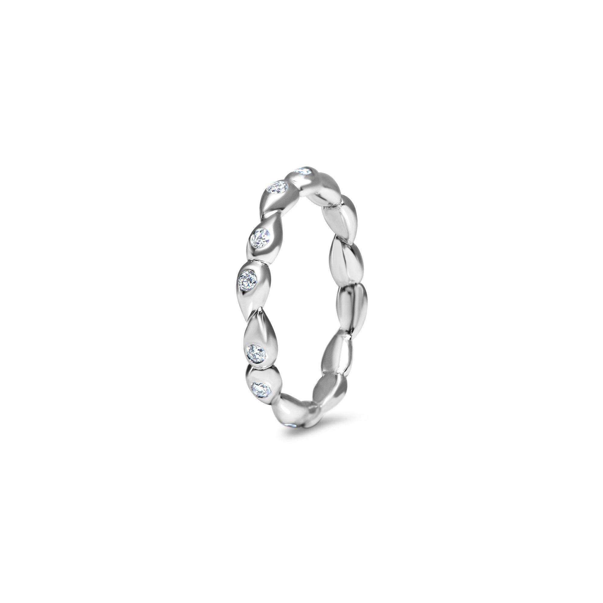 Fancy Tresa Drops - or blanc 18k – Alliances AGUAdeORO et bagues en or 18k – vue de profil