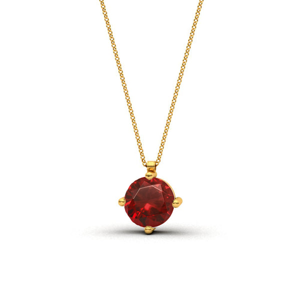 Necklace Solitaire Ruby - Red Gold 18k