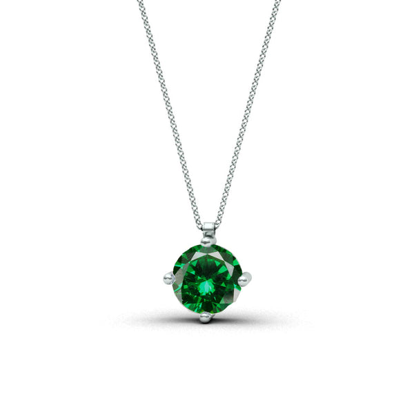 Necklace Solitaire Emerald - White Gold 18k