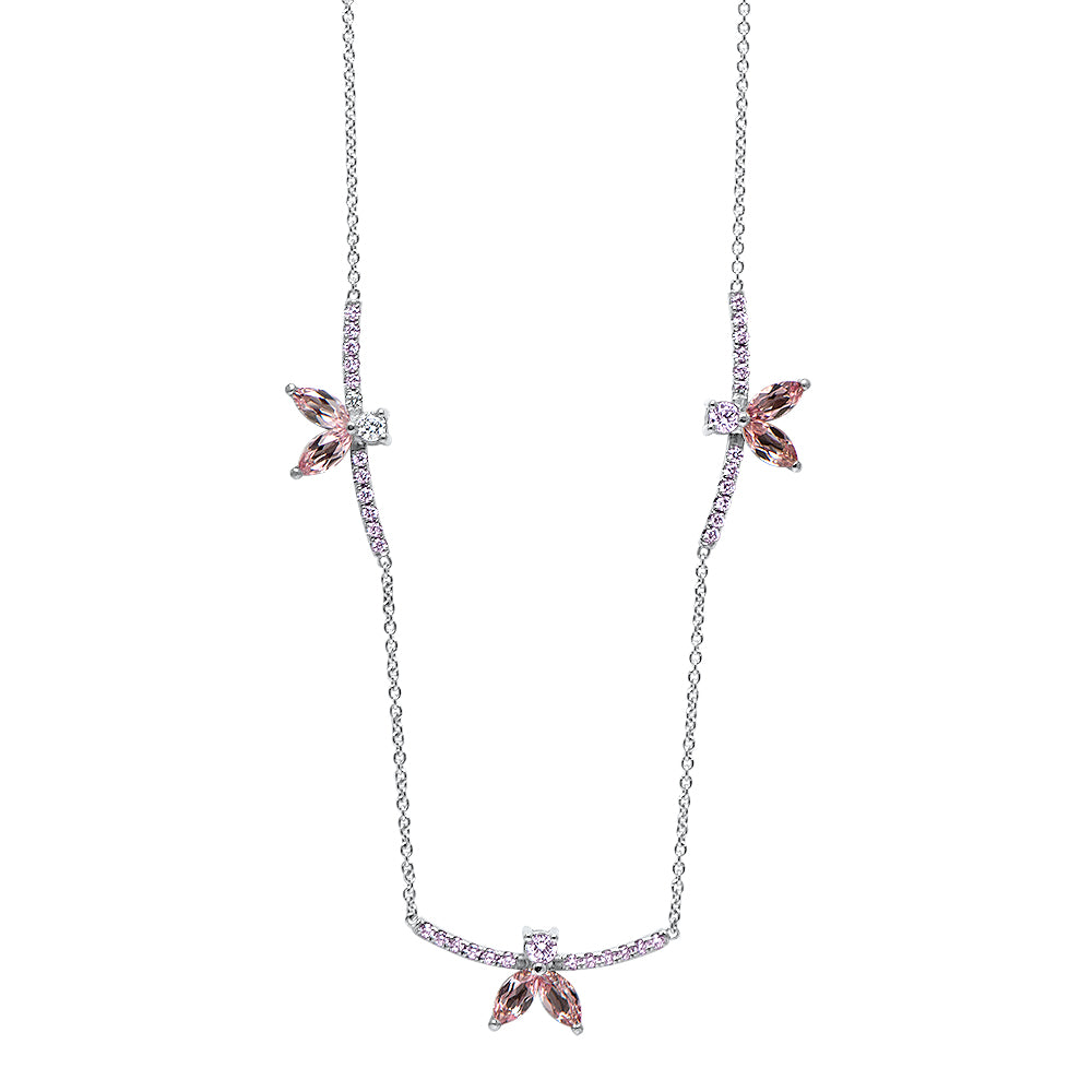 Collier The Pink Ballet Dancers - or blanc 18k – Chaîne en or 18k avec diamant – vue produit
