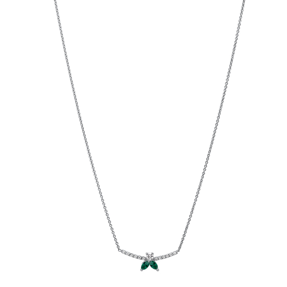 Collier The Little Bee M Emerald - or blanc 18k – Chaîne en or 18k avec diamant – vue produit