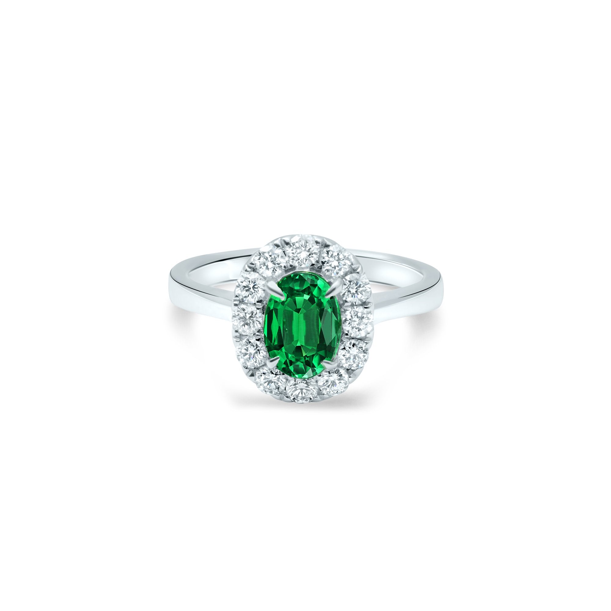 The Unique Green Leaf 0.75 carats - platine 950 – Solitaire en or 18k avec diamant – vue produit
