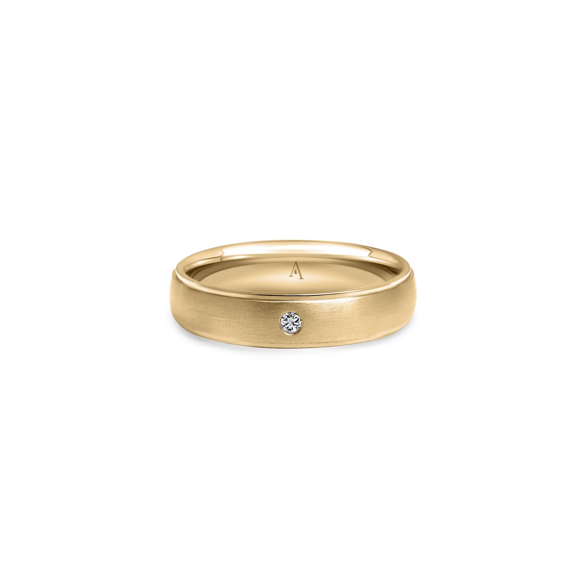 The Shiny Two level Band - or jaune 18k – Alliances AGUAdeORO en or 18k avec diamant – vue produit