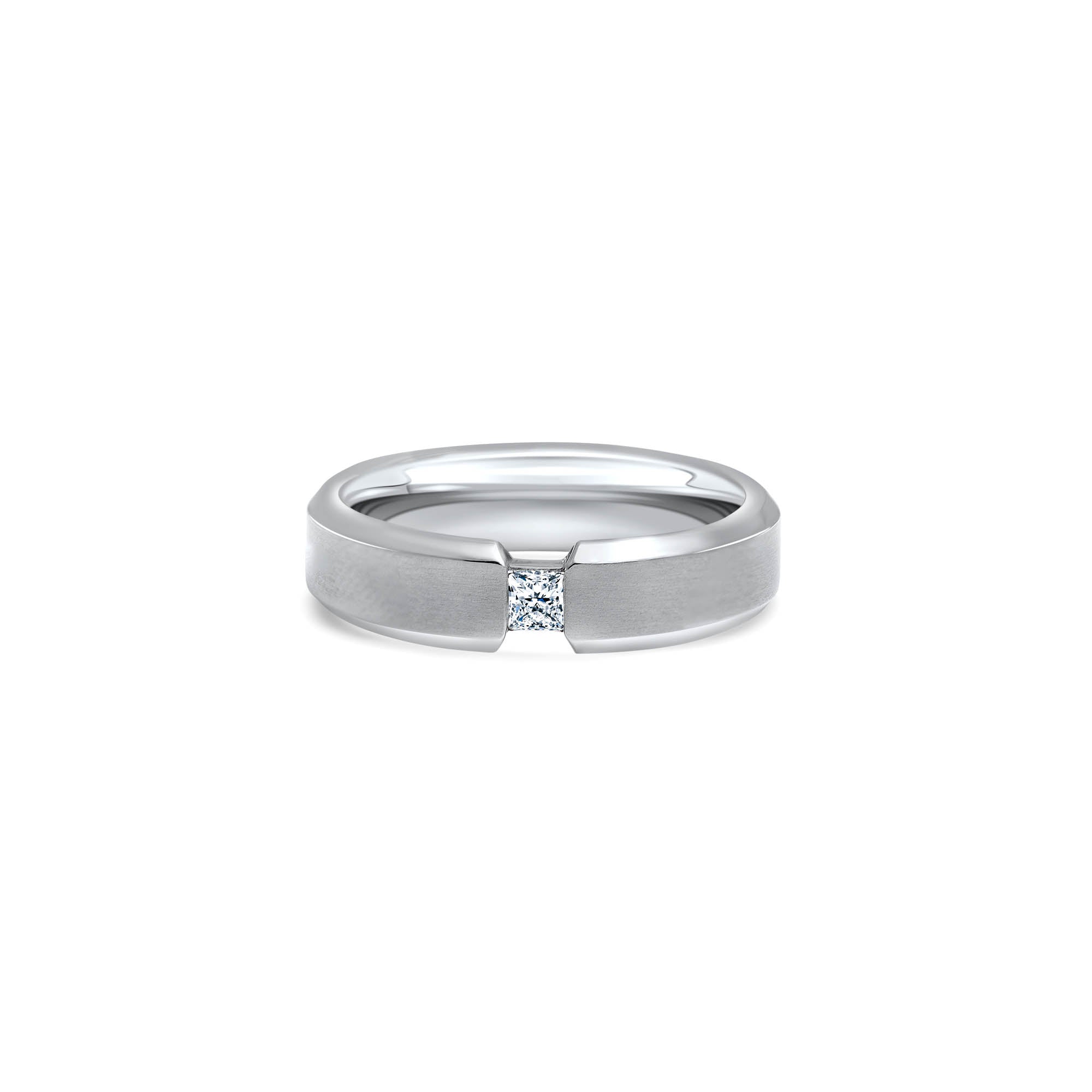 The Fancy Bevelled edges - or blanc 18k – Alliances en or 18k avec diamant – vue produit
