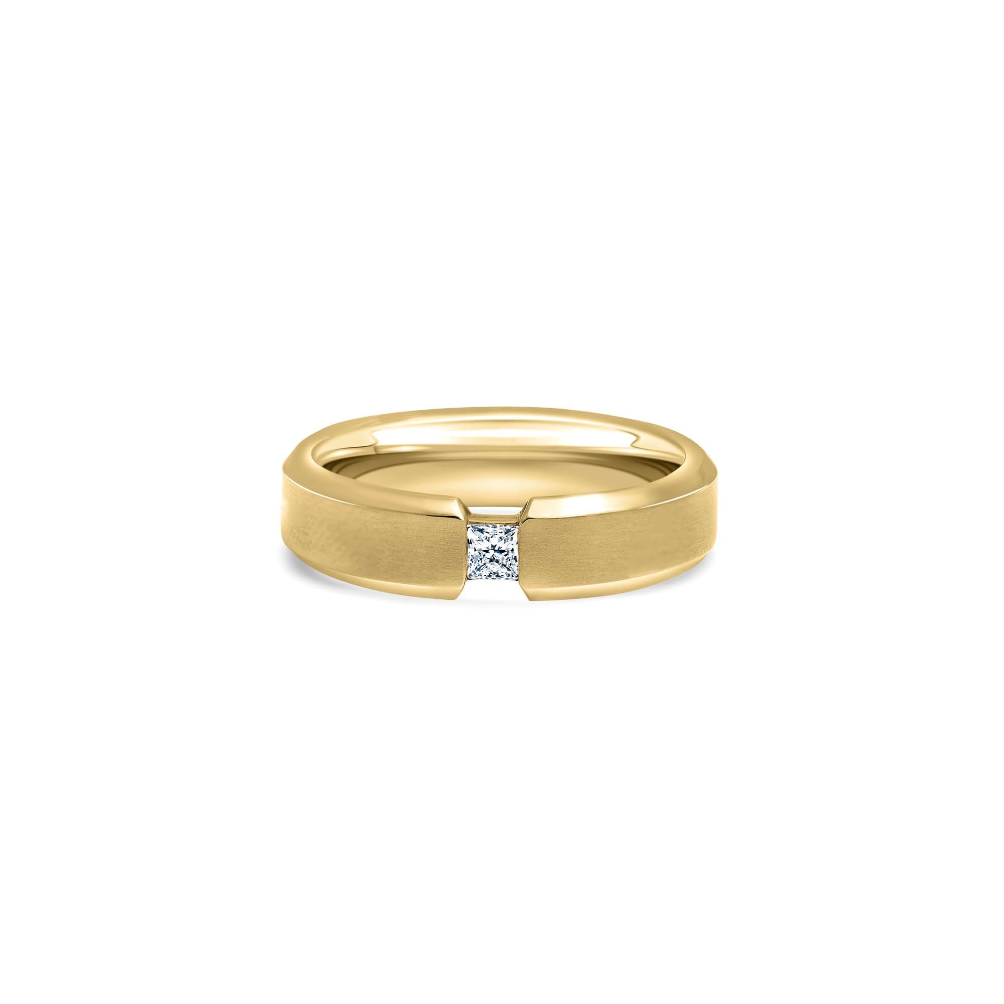 The Fancy Bevelled edges - or jaune 18k – Alliances en or 18k avec diamant – vue produit