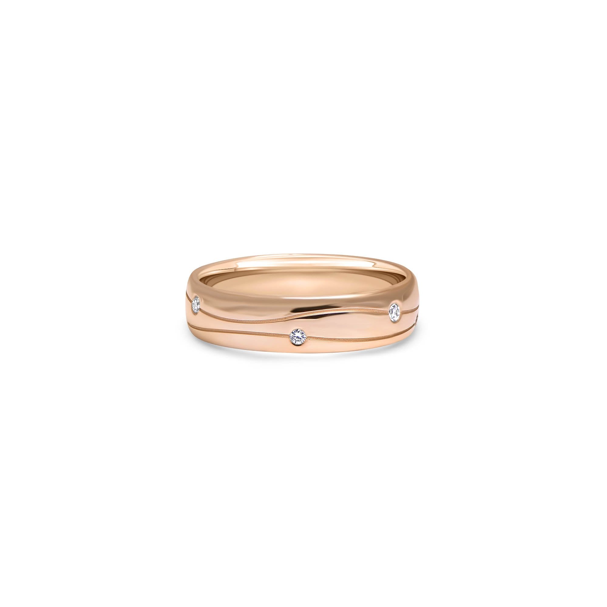 The Fancy Double Waterway - or rouge 18k – Alliances en or 18k avec diamant – vue produit