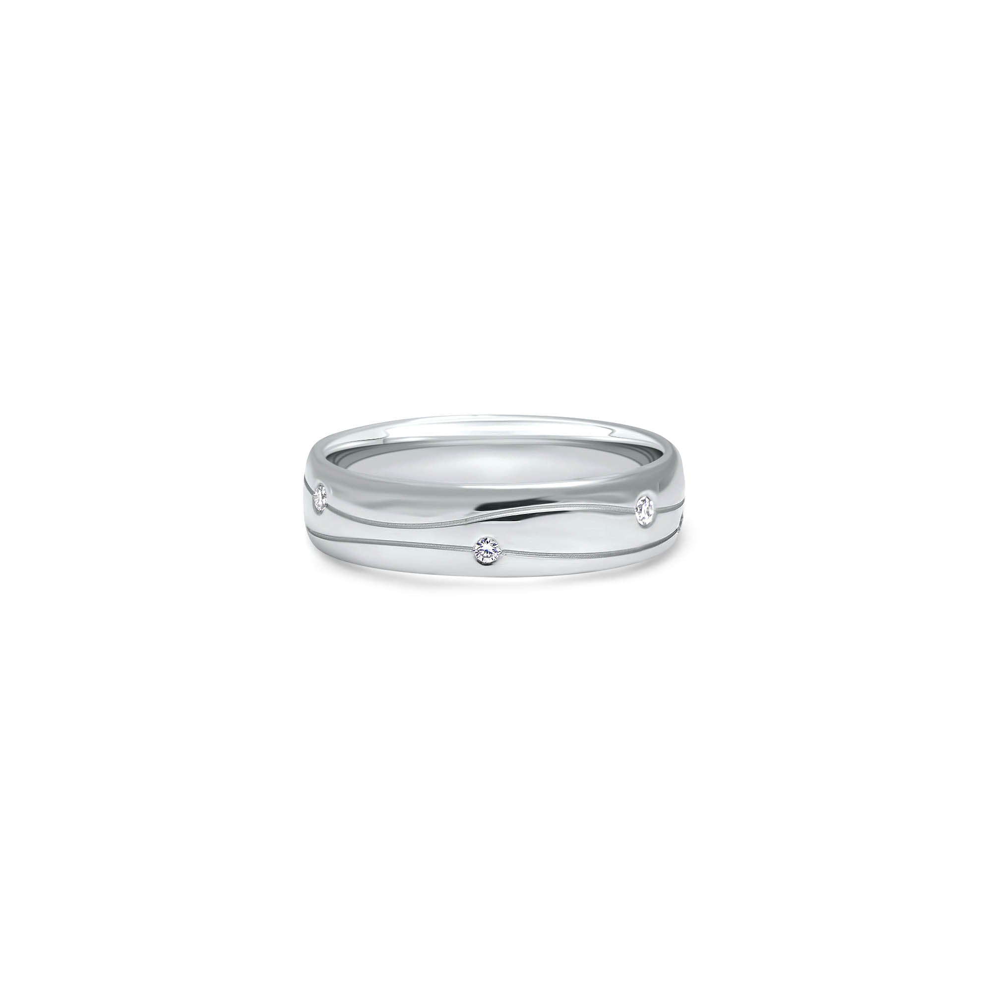 The Fancy Double Waterway - or blanc 18k – Alliances en or 18k avec diamant – vue produit
