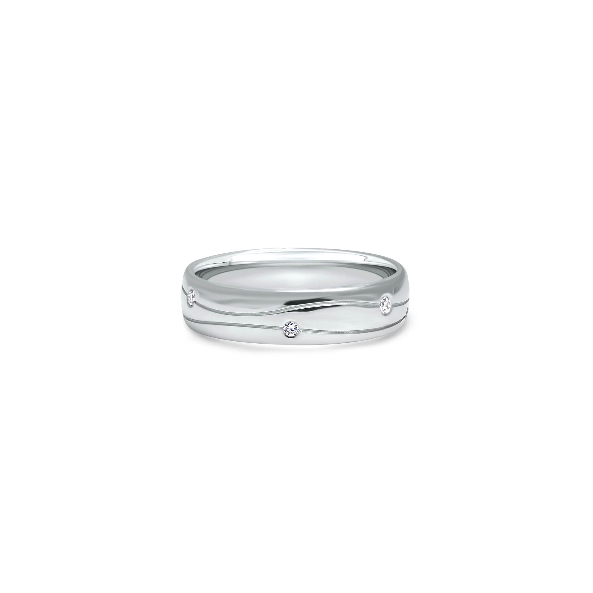 The Fancy Double Waterway - platine 950 – Alliances en or 18k avec diamant – vue produit