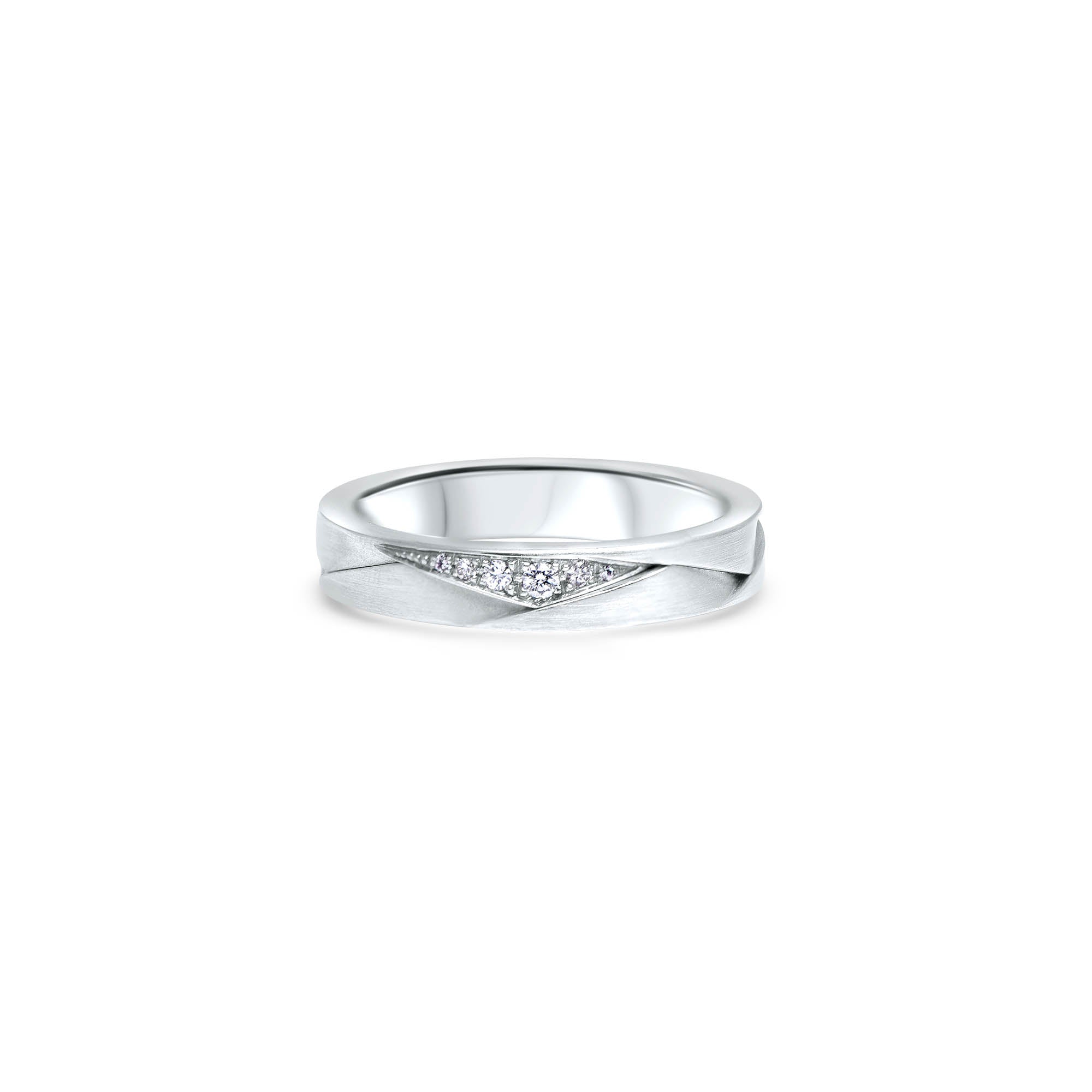 The Fancy Origami Effect - or blanc 18k – Alliances en or 18k avec diamant – vue produit