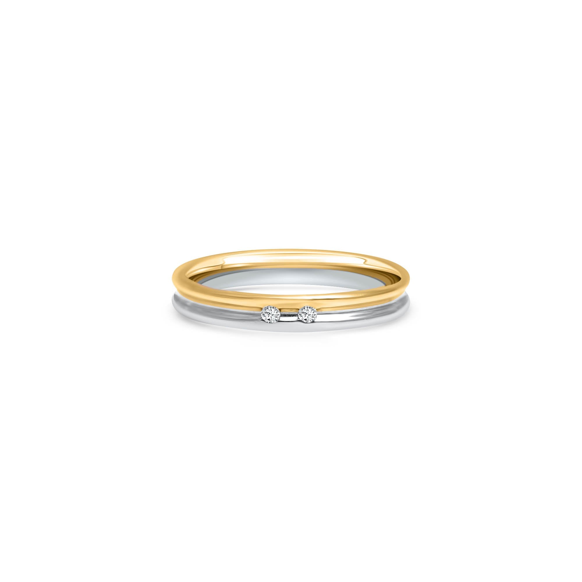 The Fancy Union of Two Souls - or blanc et or jaune 18k – Alliances en or 18k avec diamant – vue produit