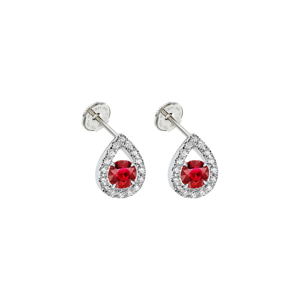 Earrings Waterdrops Ruby - White Gold 18k