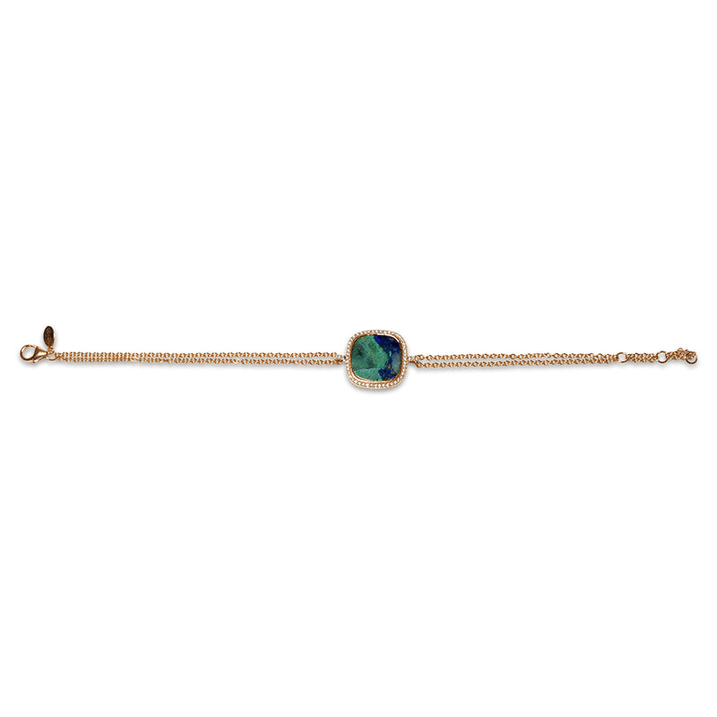 Bracelet The Blue-Green Square Azurite - or rouge 18k