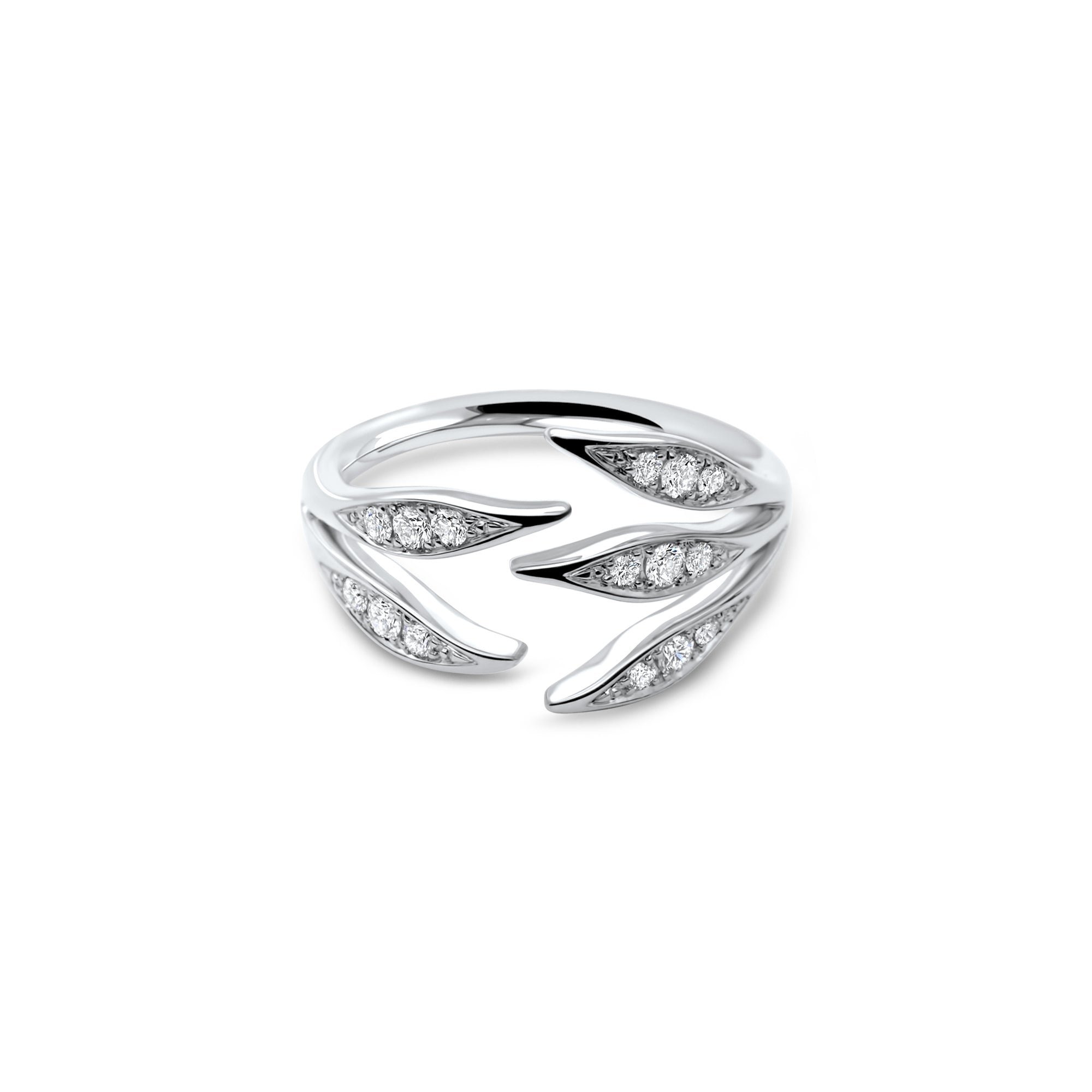 The Little White Leaves - or blanc 18k – Bague en or 18k avec diamant – vue produit