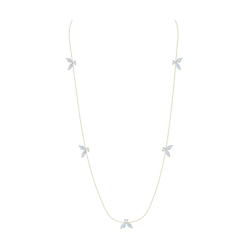 Collier sautoir Little Bee Grand - or blanc 18k – Chaîne en or 18k avec diamant – vue produit