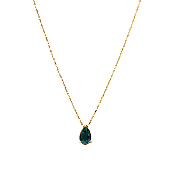 Necklace The Tear of Joy Blue Green Tourmaline 0.80ct - Yellow Gold 18k 