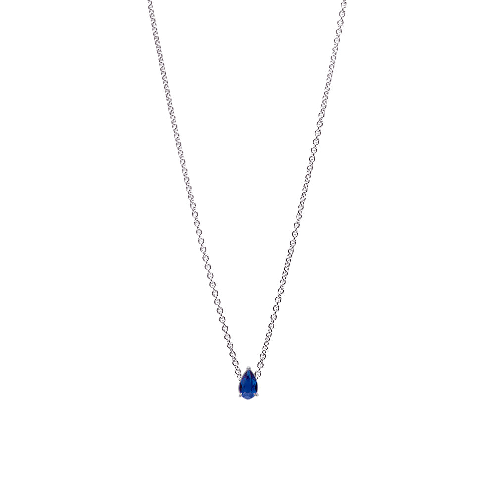 Collier The Little Tear of Joy Light Blue Sapphire 0.30ct - or blanc 18k – Chaîne en or 18k avec saphir – vue produit