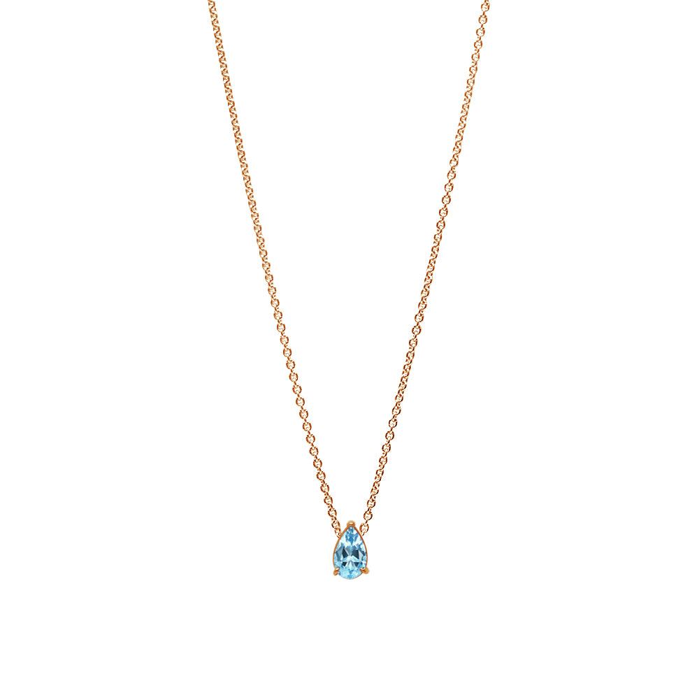 Collier The Little Tear of Joy Aquamarine 0.50ct - or rouge 18k – Chaîne en or 18k – vue produit