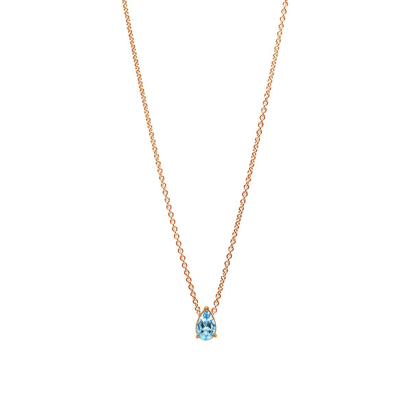 Necklace The Little Tear of Joy Aquamarine 0.50ct - Red Gold 18k 