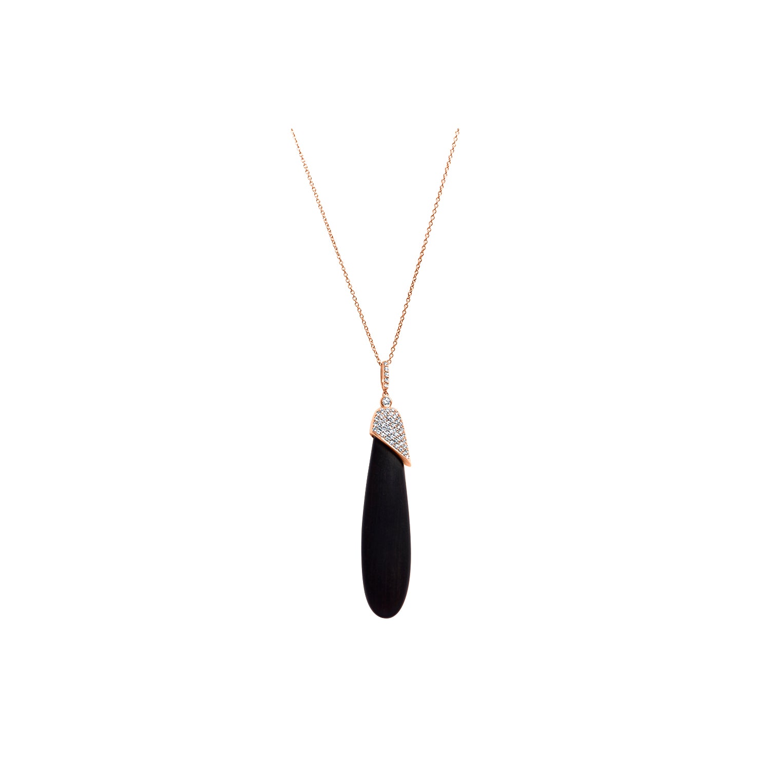 Collier The Ebène Drop - or jaune 18k – Chaîne en or 18k avec diamant – vue produit
