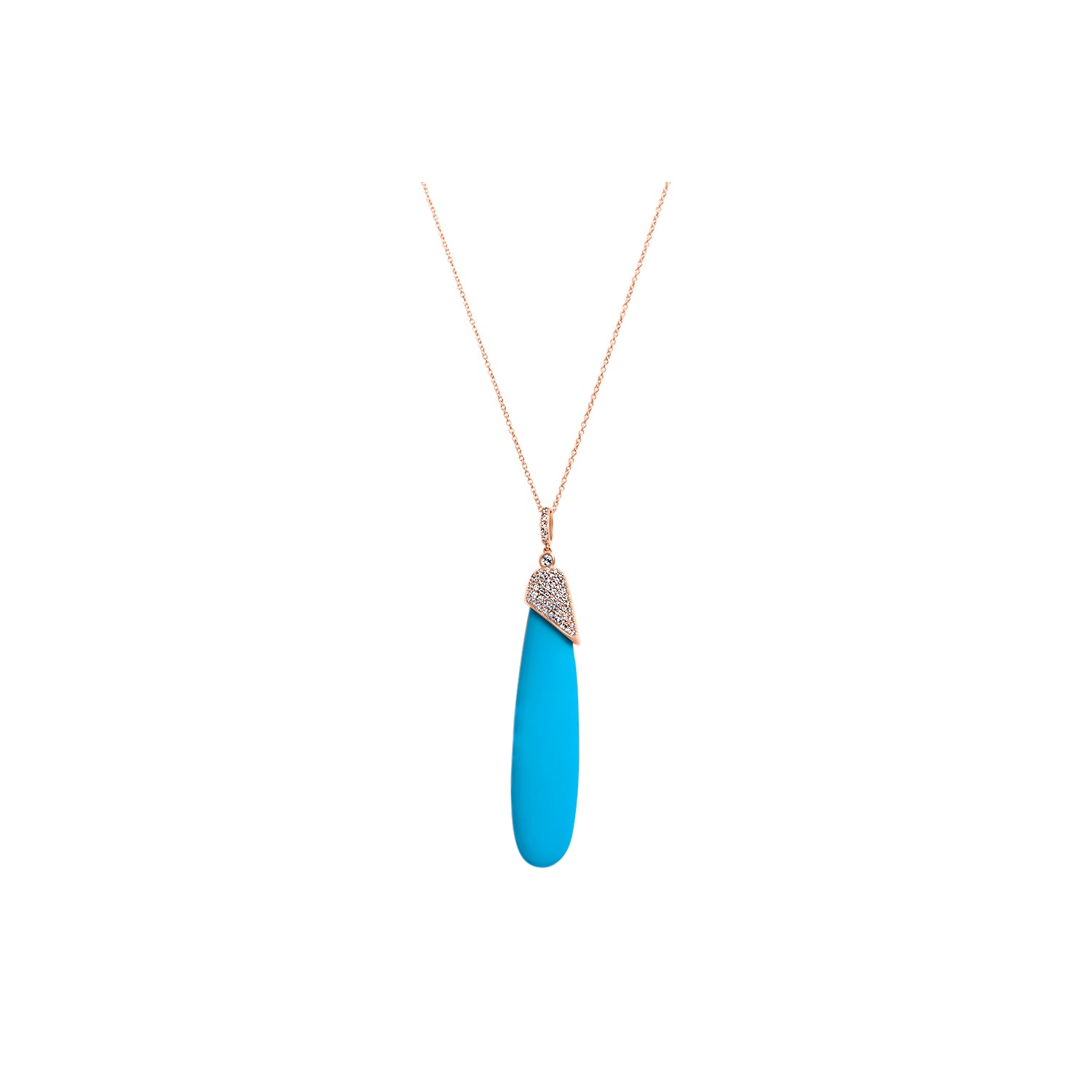 Collier The Turquoise Drop - or jaune 18k – Chaîne en or 18k avec diamant – vue produit