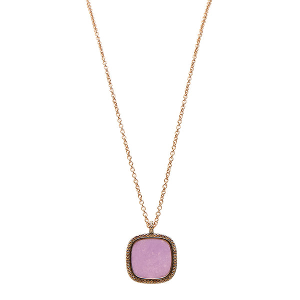 Collier The Pink Square Phosphosidérite - or rouge 18k