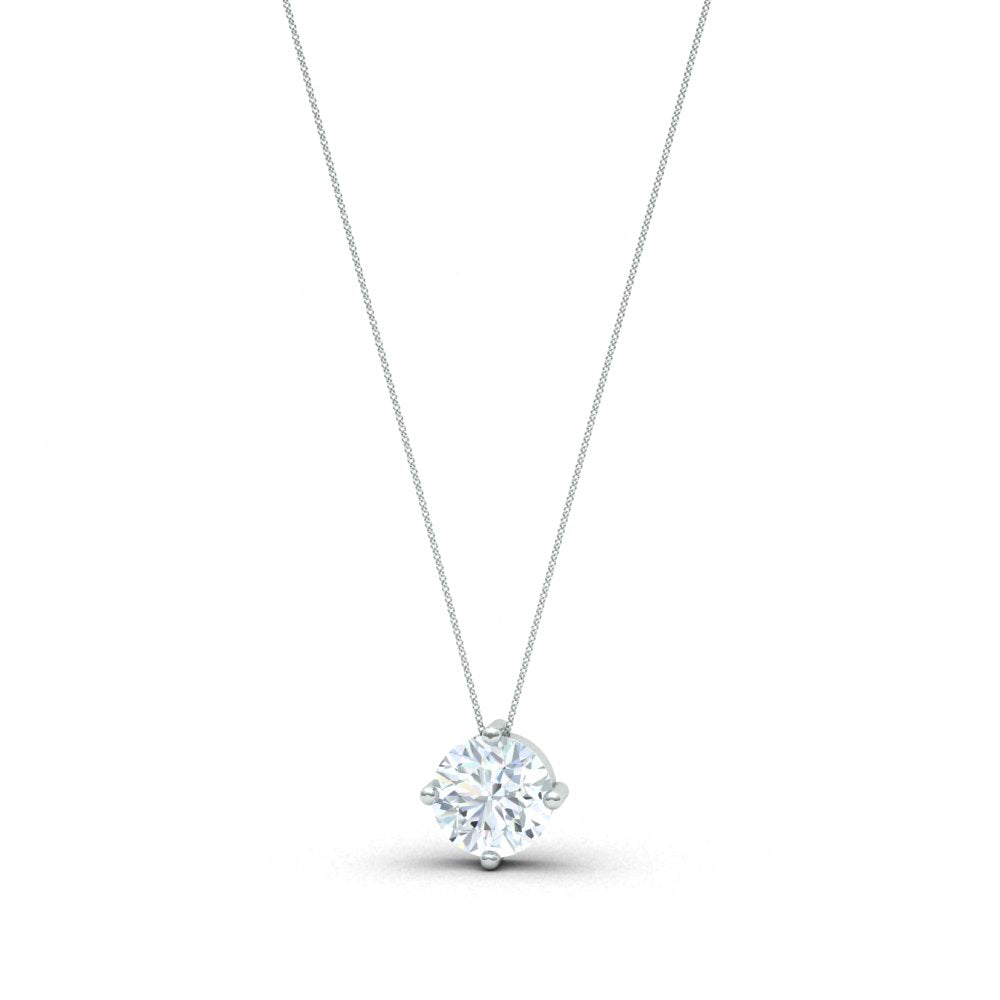 Collier Solitaire 0.15-0.90 carats - or blanc 18k – Chaîne en or 18k avec diamant – porté par modèle