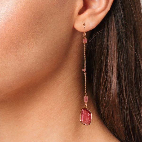 Earrings Océane Tourmaline - Red Gold 18k
