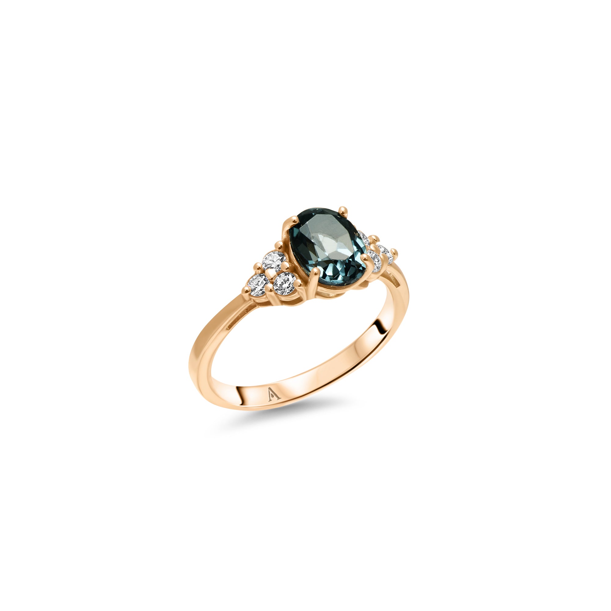 The Green Blue Velvet - 1.0 carat - or Rouge 18k – Solitaire en or 18k – porté de face