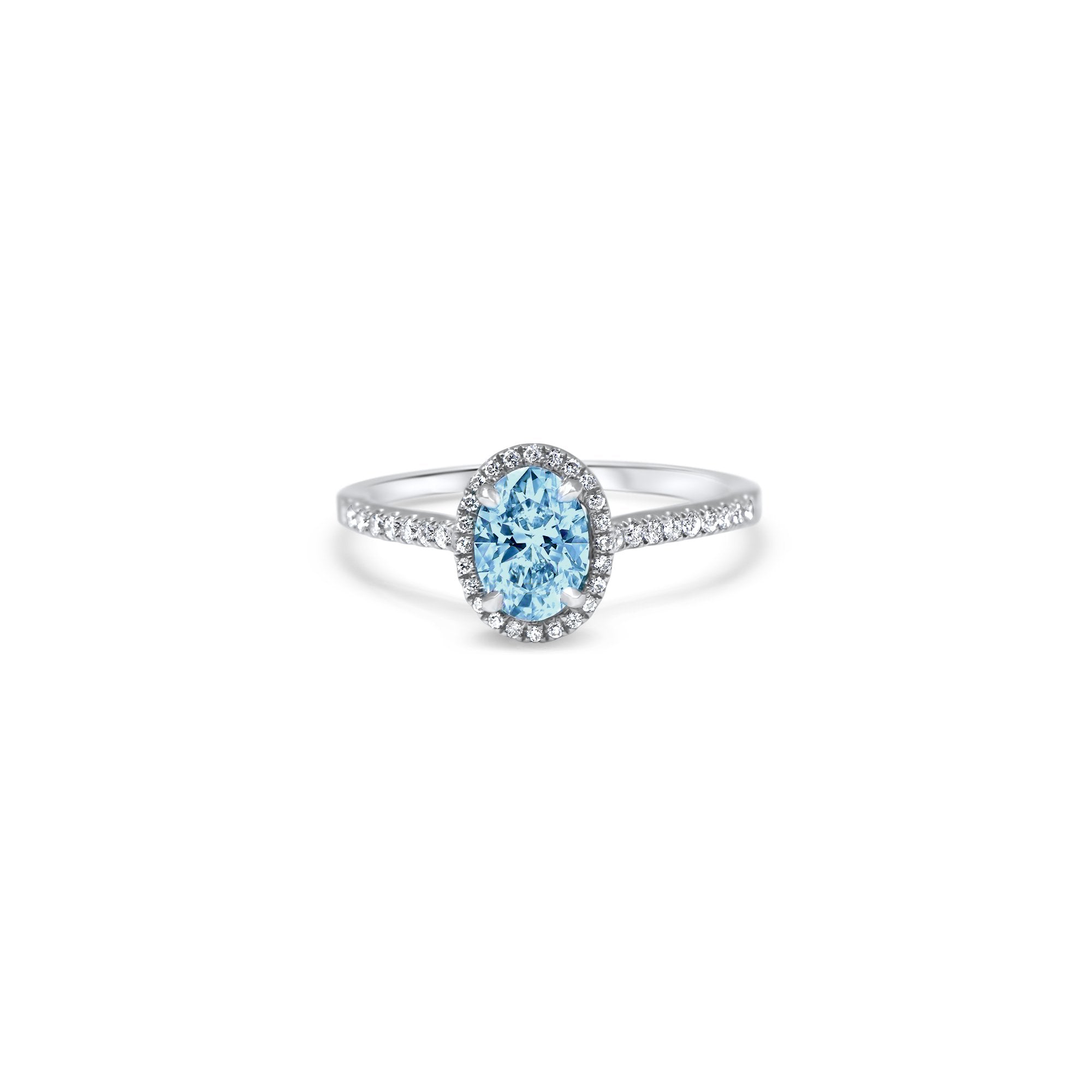 The Blue Green Temple of Saturn 0.75 carats - platinum 950 – Engagement Ring gold 18k with diamond(s) – product view