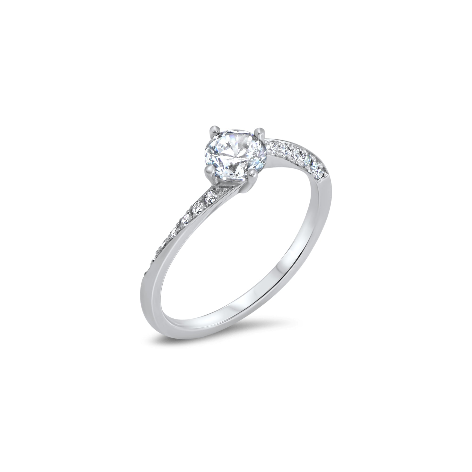 The Twist Lover 0.35 carats - or blanc 18k – Solitaire en or 18k – porté de face