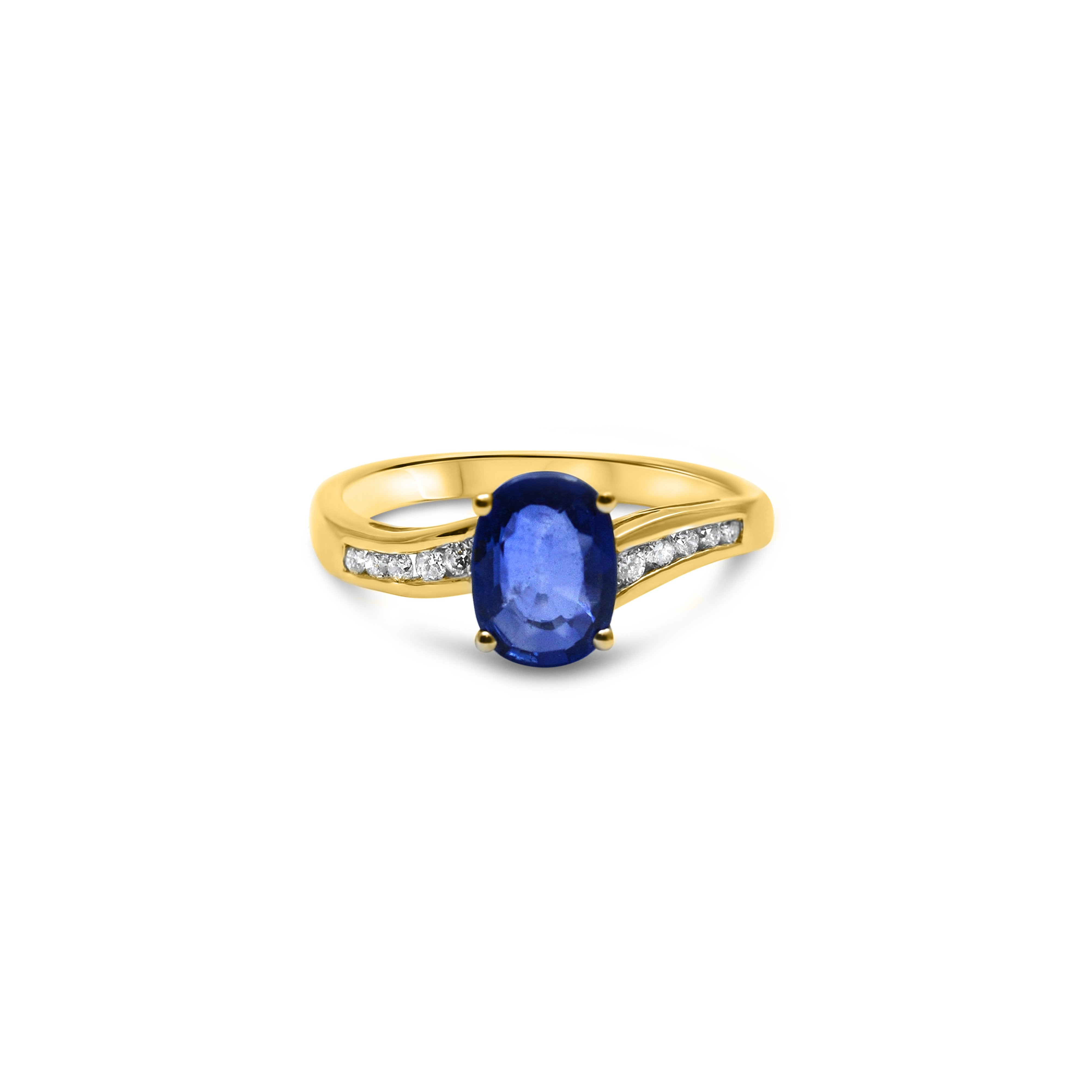 Curvy Blue - 1.50 carat - or jaune 18k – Solitaire en or 18k avec diamant – vue produit