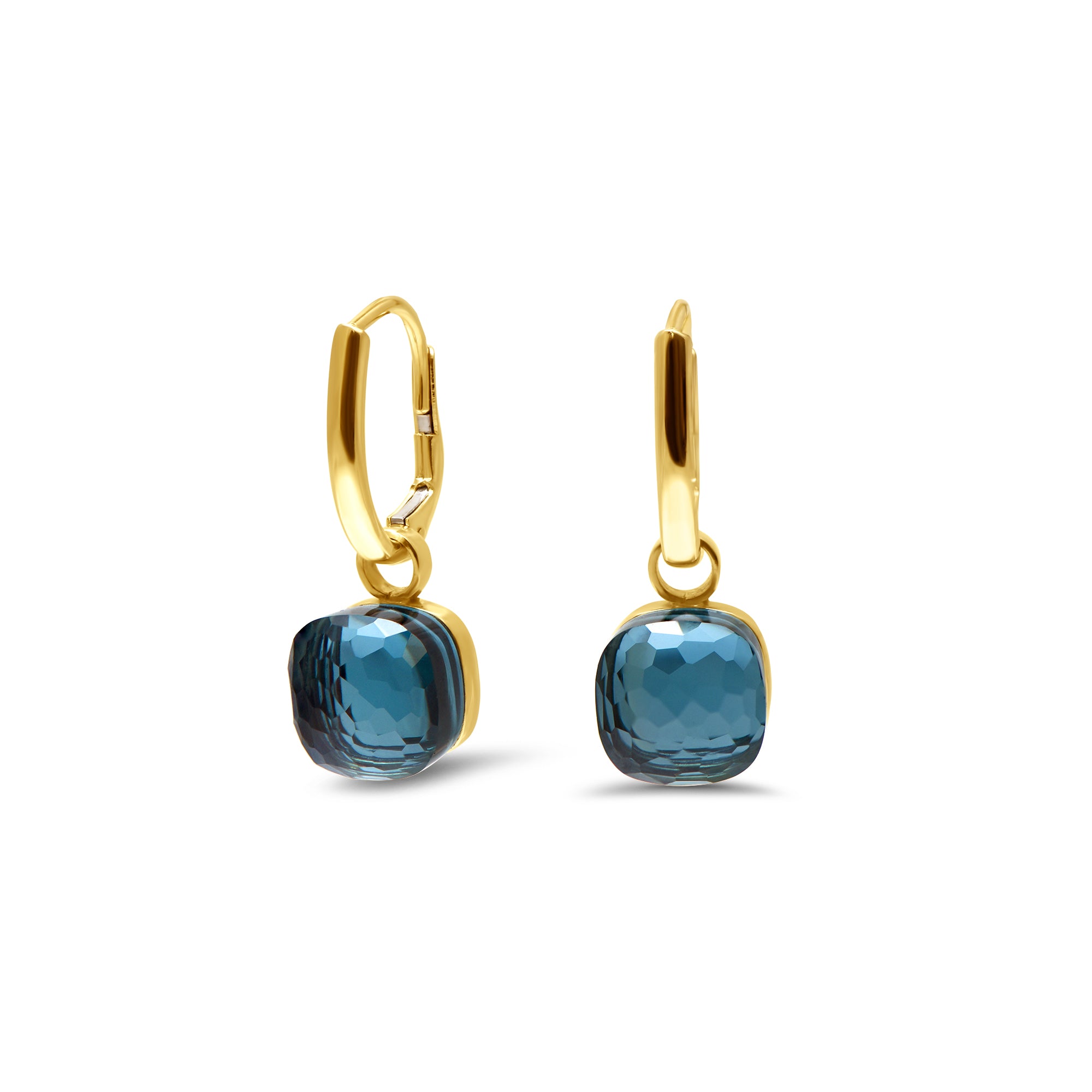 The Honeycomb: Blue-green -or jaune 18k – Boucle d'oreilles en or 18k avec saphir – vue produit