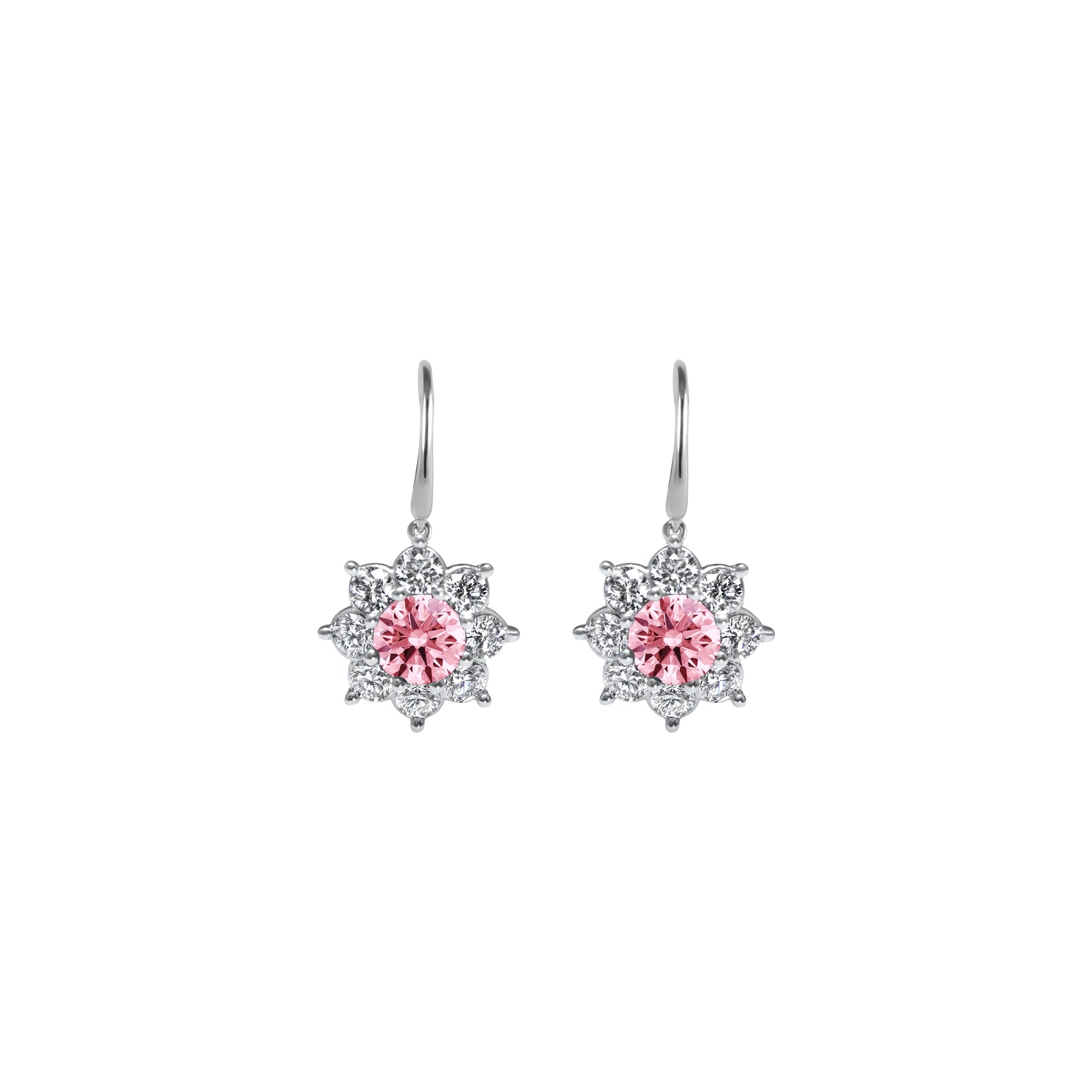 Boucles d'oreilles pendantes Pétale - Or rose et diamants