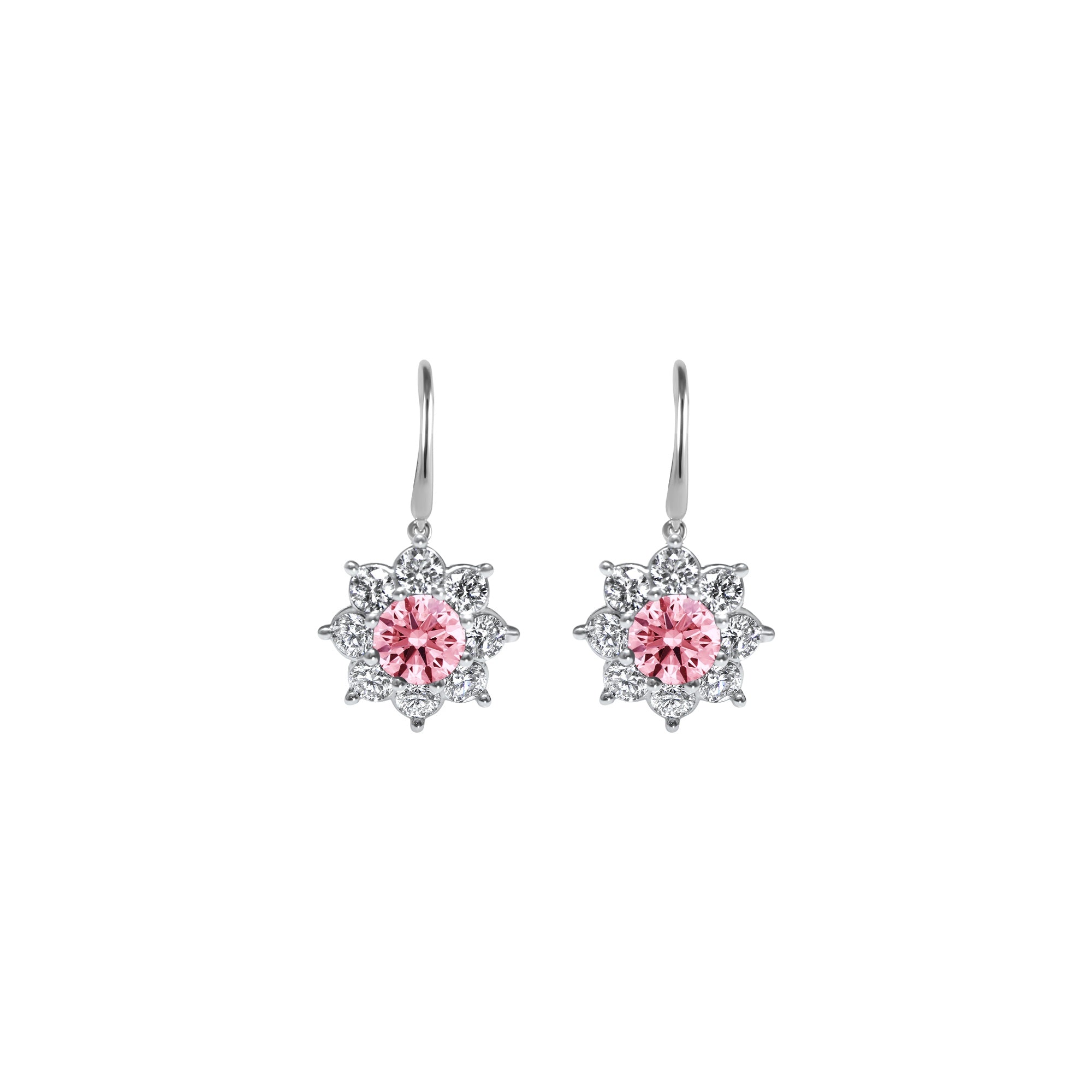 Boucles d'oreilles The Blooming Pink Flower 0.25 - or blanc 18k – Boucle d'oreilles en or 18k avec diamant – vue produit