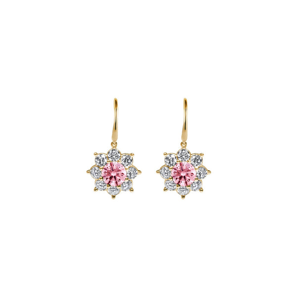 Earrings The Blooming Pink Flower 0.25 - Yellow Gold 18k