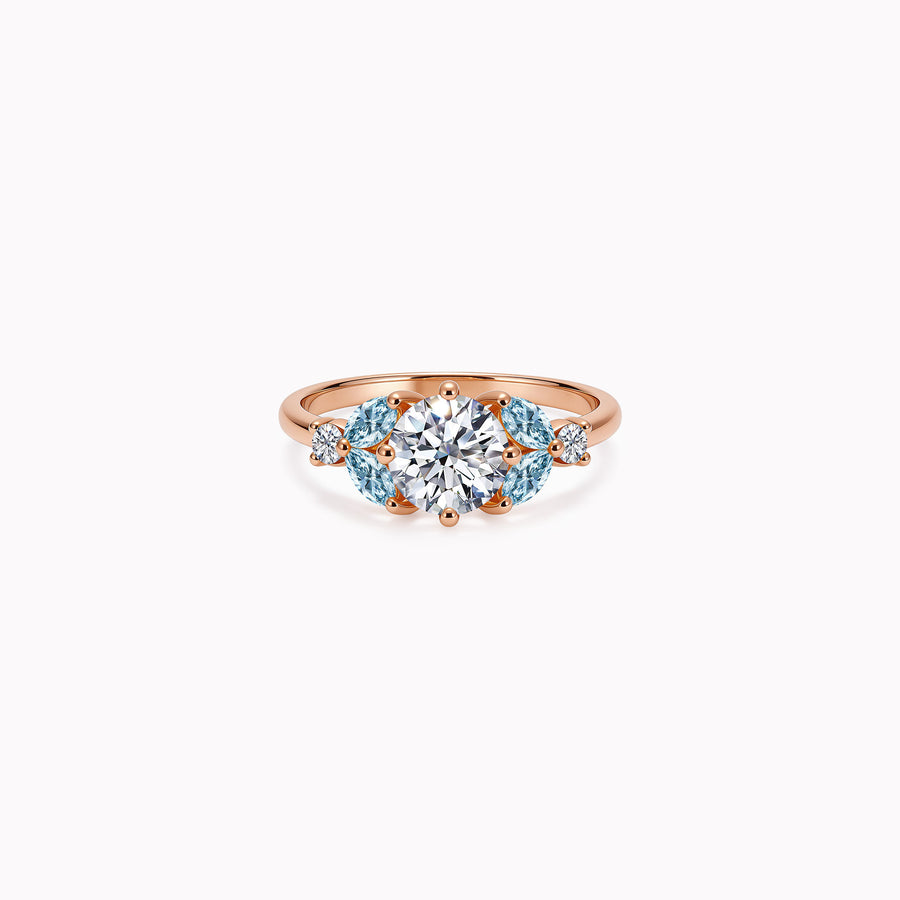 Little Bees Blue 1.00  carat  - Red Gold 18k