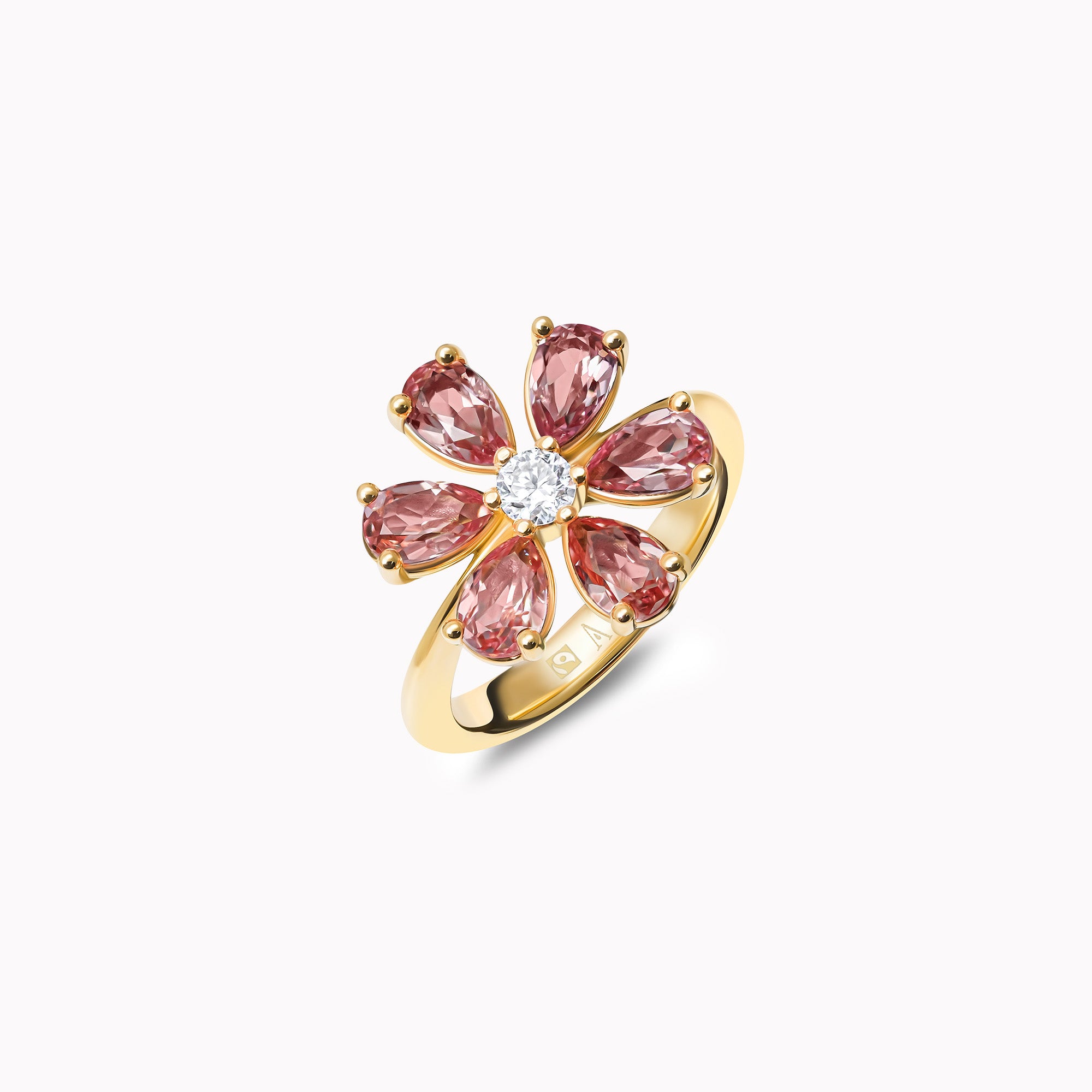 Cherry Blossom Pink Sapphire - or jaune 18k