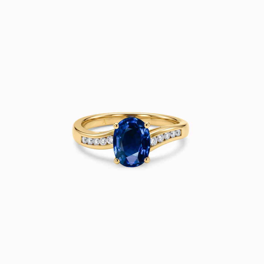 Curvy Blue - 1.50 carat - Yellow Gold 18k